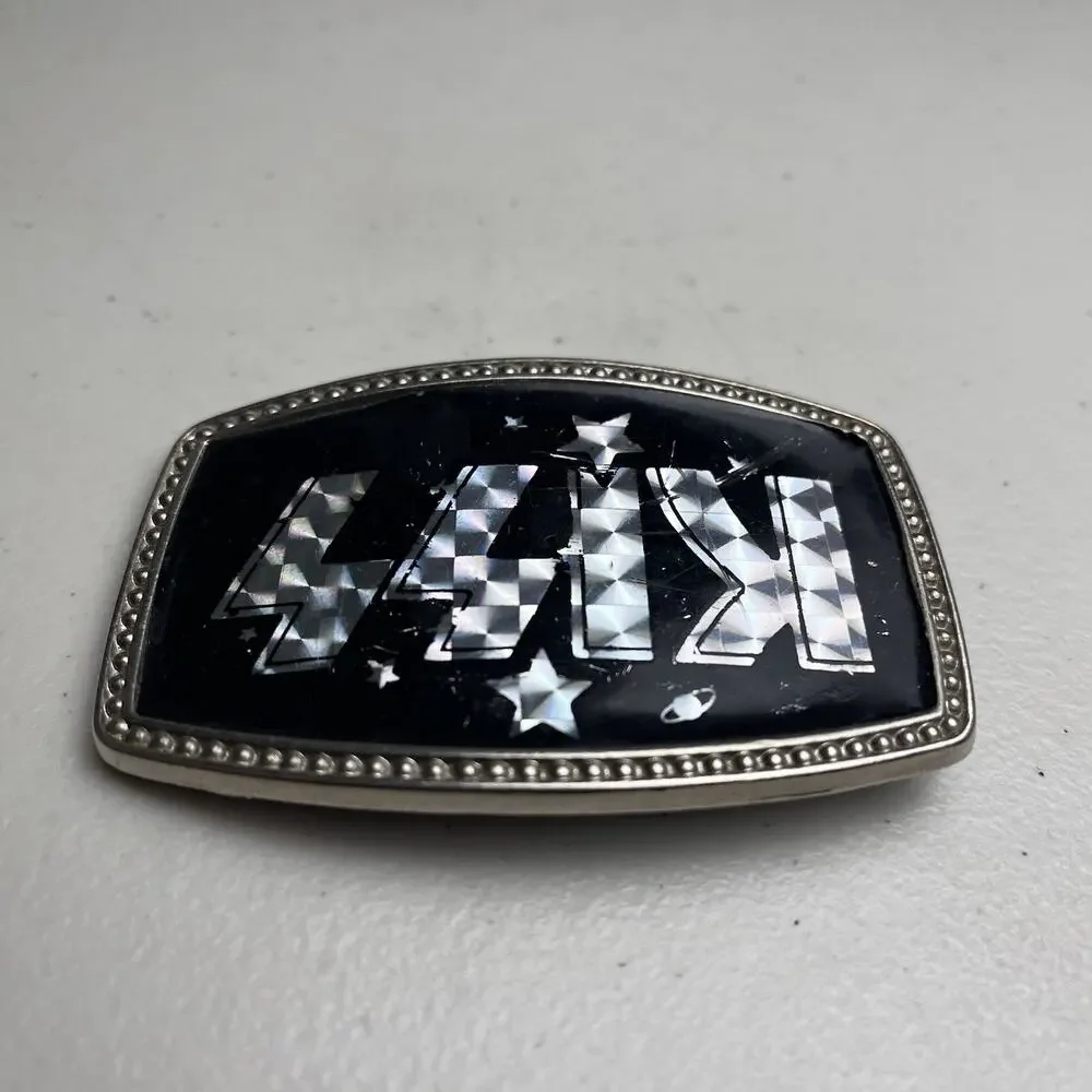 Kiss Vintage Belt Buckle Silver Prism Stars Planets Saturn Rock Collectible